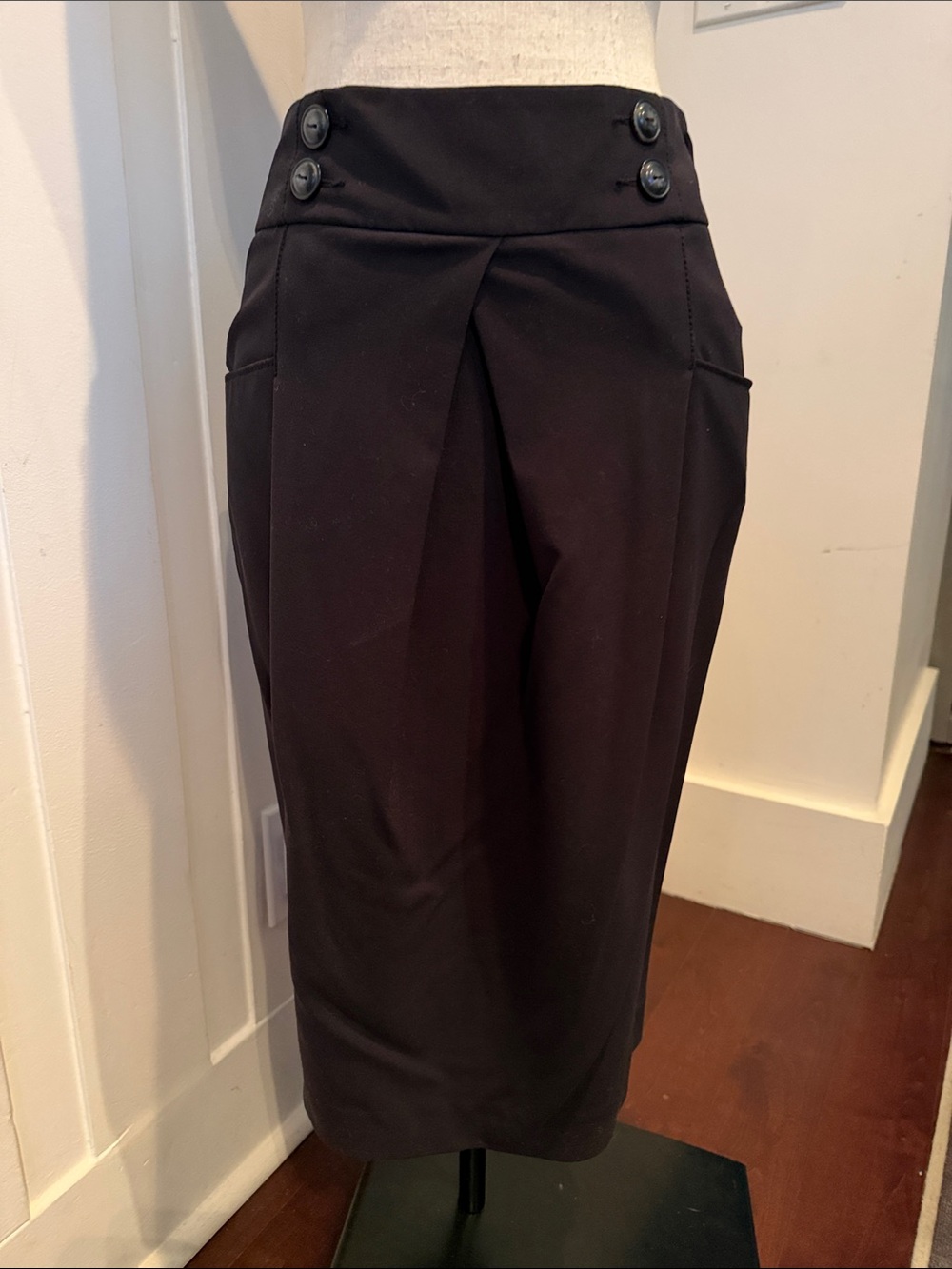 Old Navy Black High-Waist Button Pencil Skirt